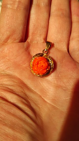 Conjunto oro y coral rosa vintange 