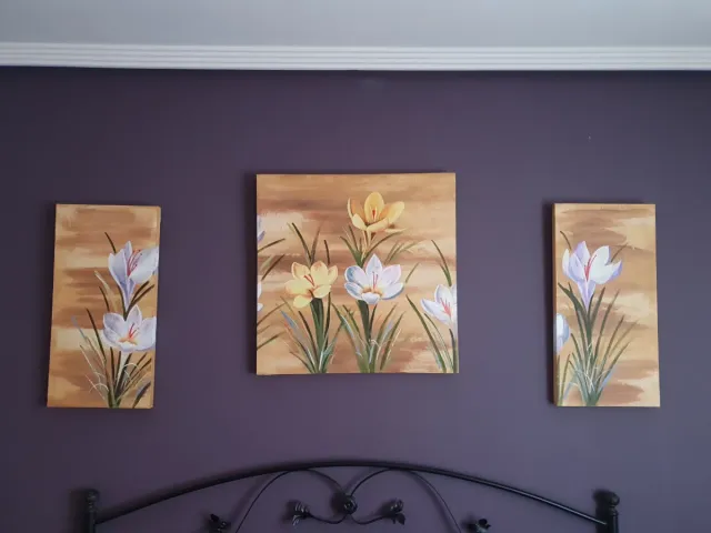 Conjunto 3 cuadros flores decorativos