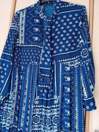Vestido Zara Estampado Azul Talla L. 