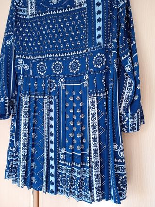 Vestido Zara Estampado Azul Talla L. 