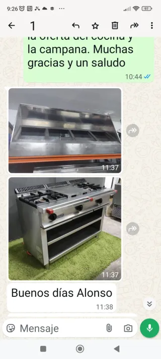Campana extractora y cocina industrial