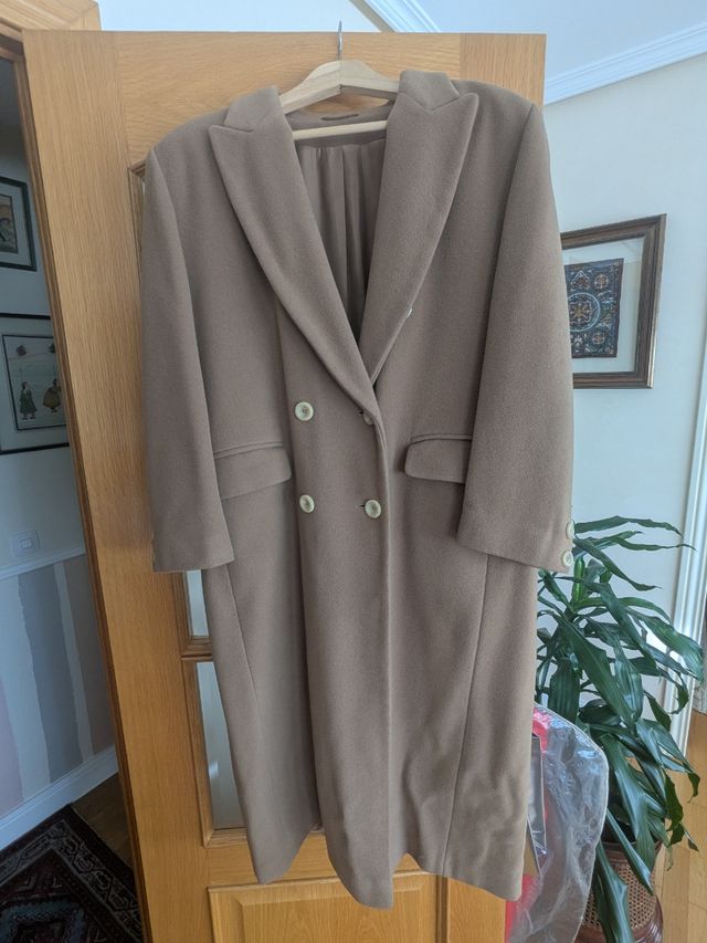 Abrigo de paño 80% lana marrón