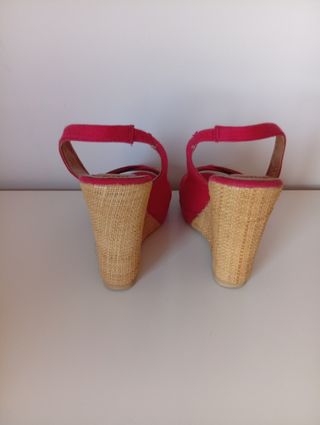 Sandalias cuña rojas Blanco