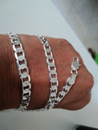 Cadena plata estilo cubano  60cm ñargo  7mm grosor