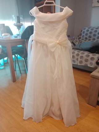 Vestido de Comunión con Tocado y Guantes 