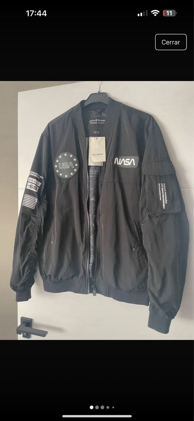 Chaqueta Bomber Pull&Bear NASA USA Negra