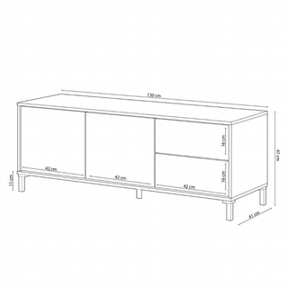 Mesa Tv 130 Cm 2 Puertas 2 Cajones. Blanco Artik/