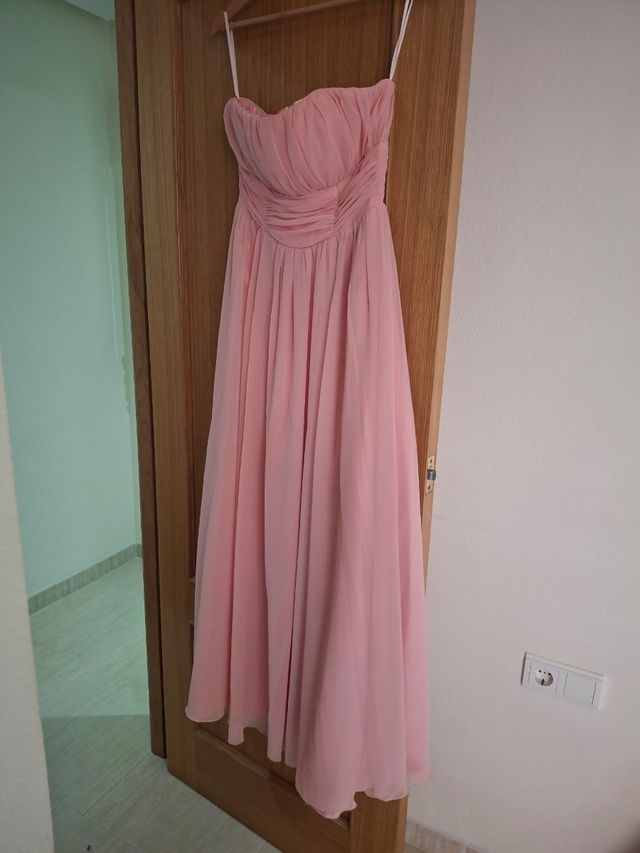 Vestido largo rosa palabra de honor