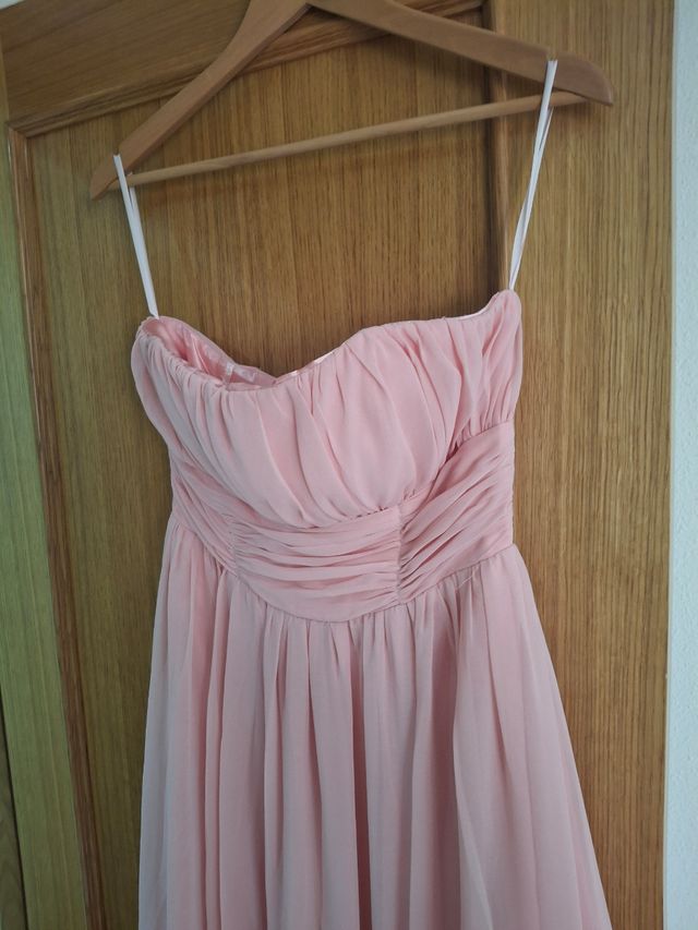 Vestido largo rosa palabra de honor