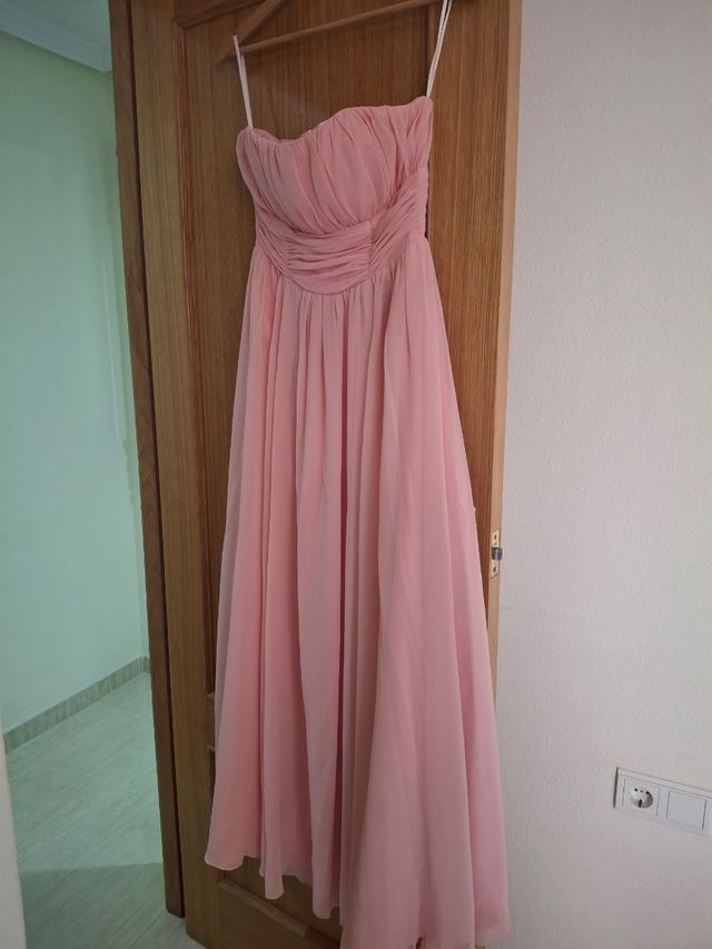 Vestido largo rosa palabra de honor