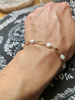 Pulsera juvenil, de Oro 18k y perlas