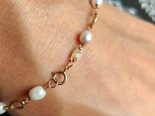Pulsera juvenil, de Oro 18k y perlas