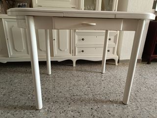 Mesa extensible blanca metal y madera