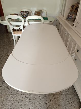 Mesa extensible blanca metal y madera