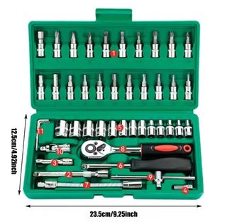 Juego de llaves de vaso, destornillador, trinquete