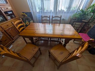 Mesa comedor pino con sillas