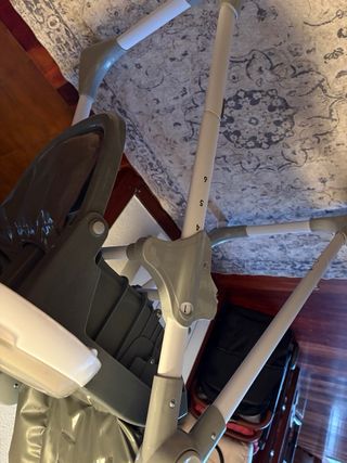 Silla alta bebé plegable gris