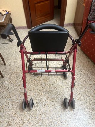 Andador con asiento y cesta