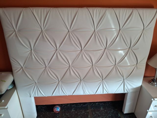 Cabecero cama matrimonio polipiel blanco