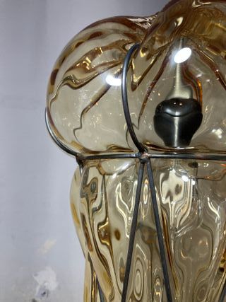 Lampadario "gabbietta" vetro Murano ambra