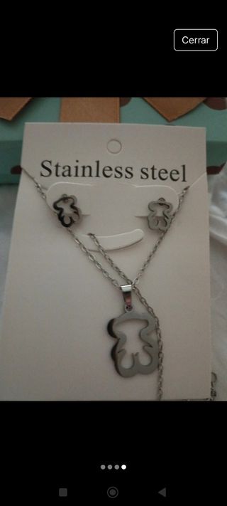 Conjunto collar y pendientes osito