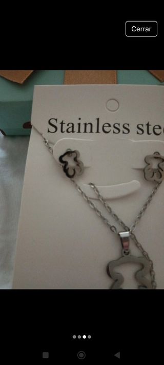 Conjunto collar y pendientes osito