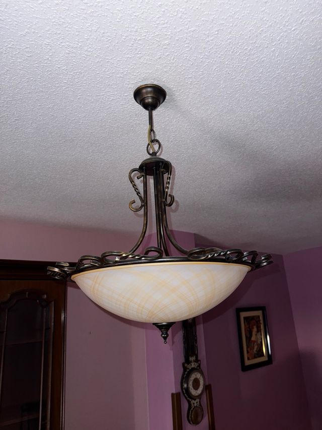 Lámpara colgante cristal y metal