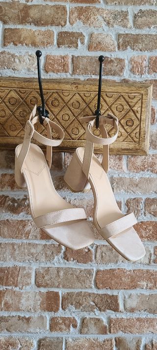 Sandalias tacón rosa palo