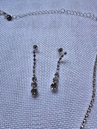 Collar y pendientes plata con brillantes