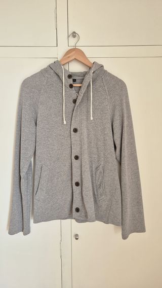 Sudadera Muji Gris con Capucha y Botones