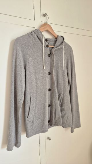 Sudadera Muji Gris con Capucha y Botones