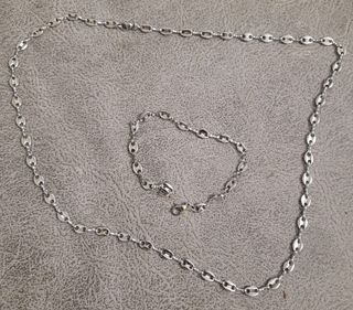 Cadena de  Plata estilo Grano de Café 50cm largo