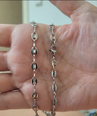 Cadena de  Plata estilo Grano de Café 50cm largo