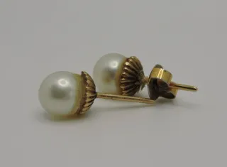 Pendientes Dormilona Oro Amarillo Perla