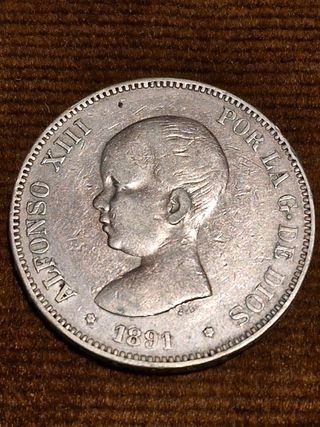 5 Pesetas Alfonso XIII 1891 PG-M
