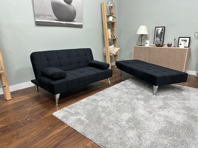 Sofá Cama Clic Clac Negro Piel Sintética