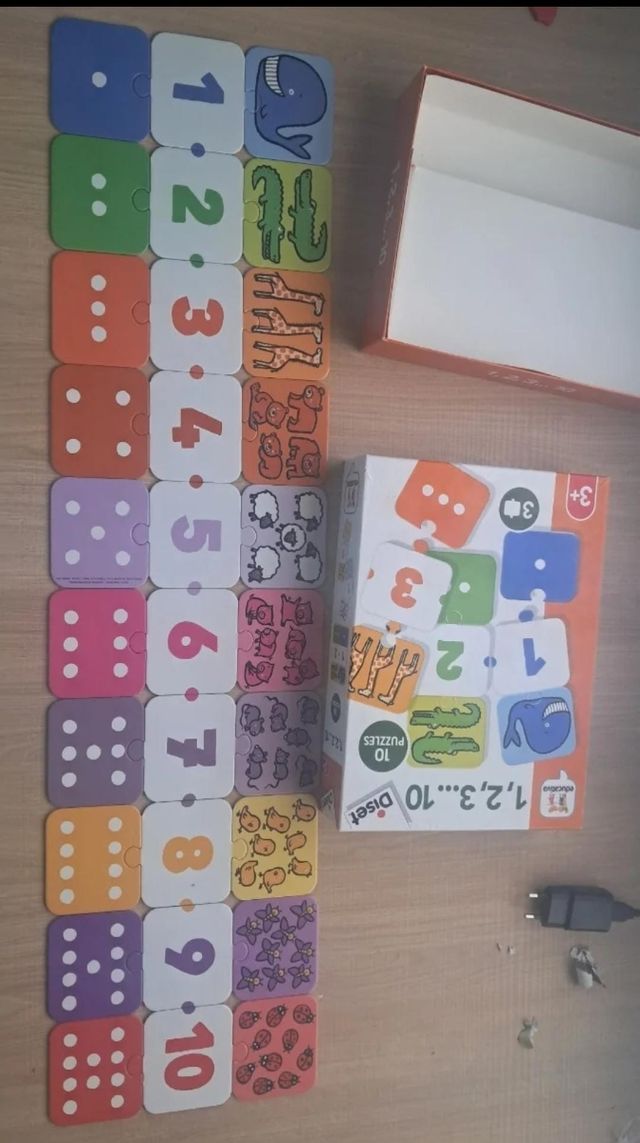 Juego educativo 10 puzzles números y animales