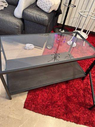 Mesas de centro metal y cristal (2 uds)