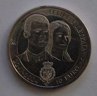 Moneda Plata España Juan Carlos I y Sofía 2004