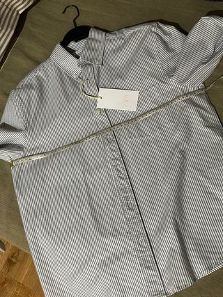 Camisa Zara Rayas Grises y Blancas