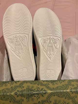 Zapatillas Gucci Blancas con Abeja Roja y Verde