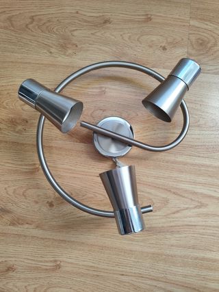 Lámpara techo 3 focos metal plateado