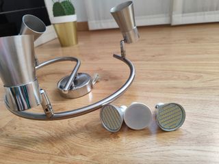 Lámpara techo 3 focos metal plateado