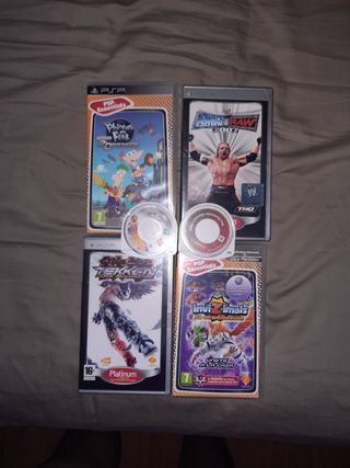 Lote 4 Juegos PSP: Phineas y Ferb, WWE, Tekken, In