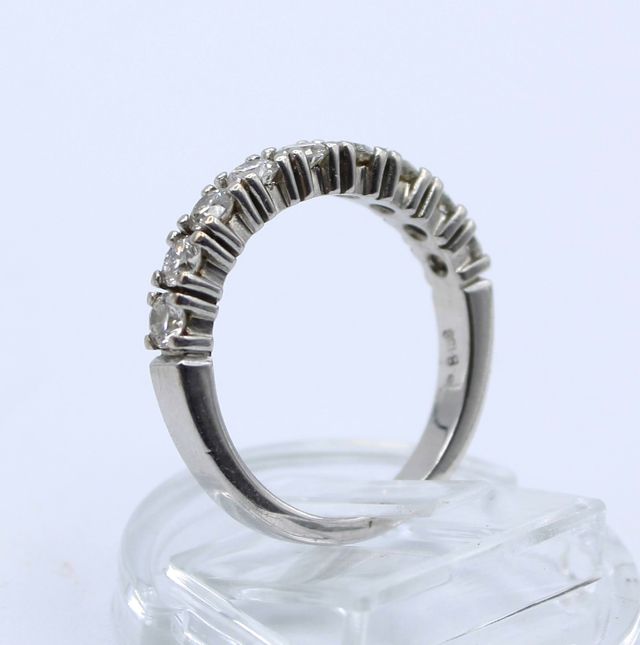 Anillo Oro Blanco 18kt 9 Diamantes