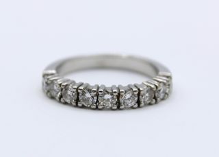 Anillo Oro Blanco 18kt 9 Diamantes