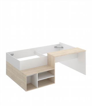 Cama Juvenil Compacta Con Escritorio. Natural / B
