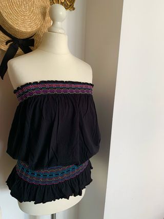 Top palabra de honor Mango negro multicolor
