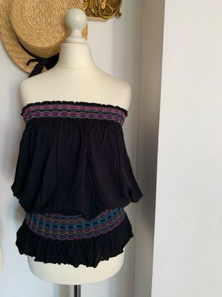 Top palabra de honor Mango negro multicolor