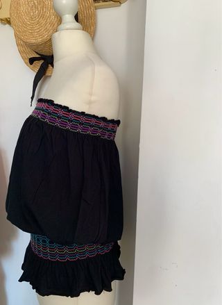 Top palabra de honor Mango negro multicolor